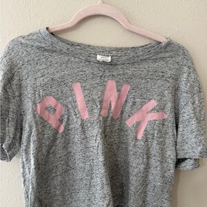 PINK Victoria's Secret Gray Tee with Pink Logo